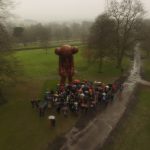 Drone filming in the rain at Yorkshire Sculpture Park